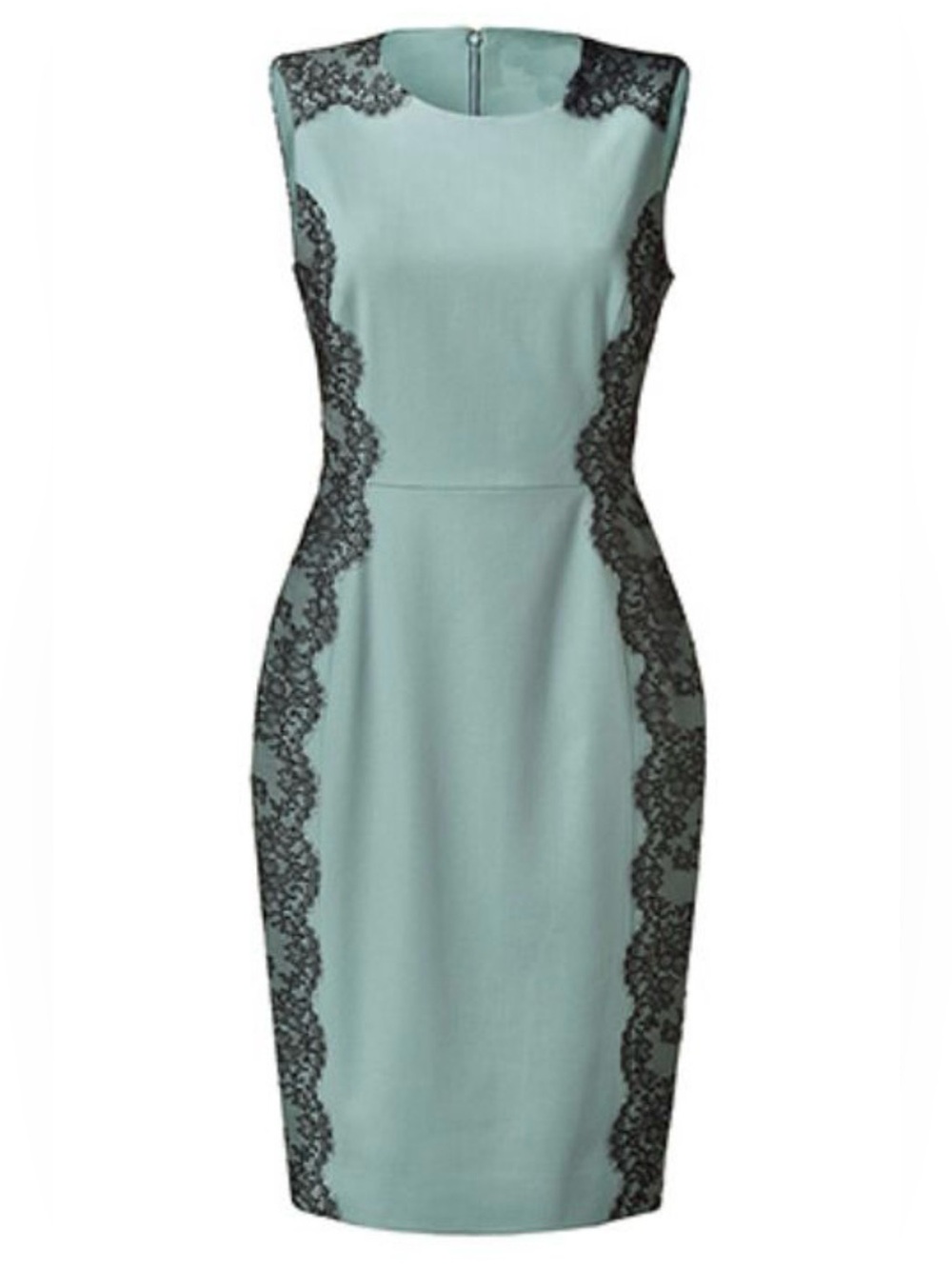 Jason Wu Sleeveless Cocktail Dress - Sz 12 - Teal Lace - Sheath Knee-Length